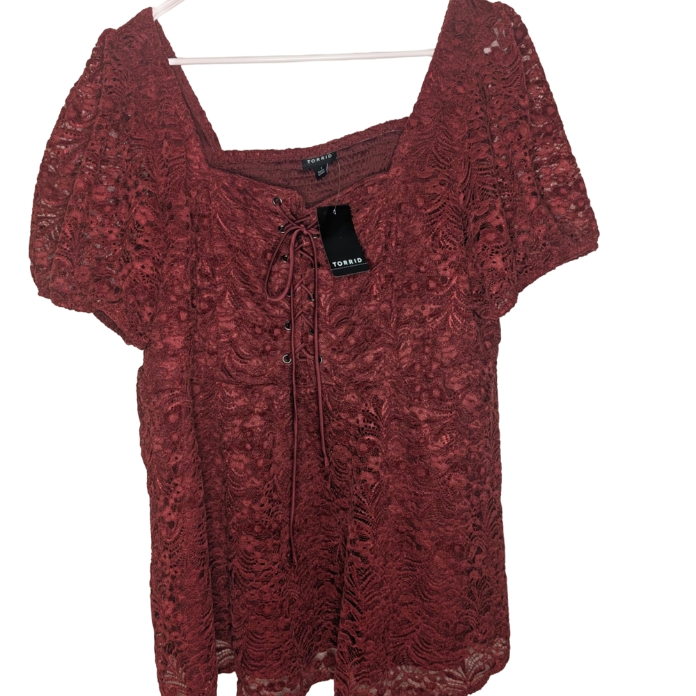 Torrid Women's Rich Red Lace Blouse